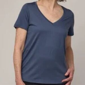 Wool& Morgan V-Neck Tee Vintage Blue Size XL